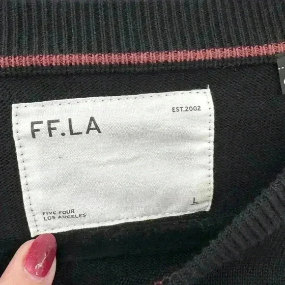 NWT Five Four‎ Los Angeles Pascal Men's Black Pullover Crew Neck Sweater Large - Picture 3 of 5